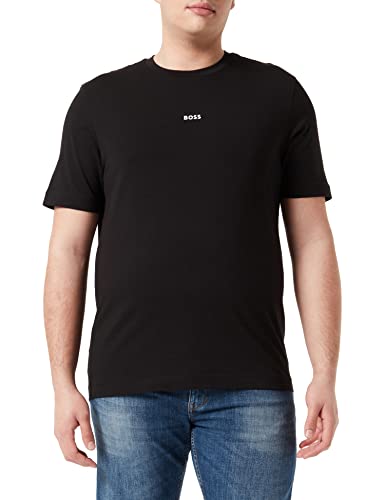 BOSS Herren TChup Relaxed-Fit T-Shirt aus Stretch-Baumwolle mit Logo-Print Schwarz S von BOSS