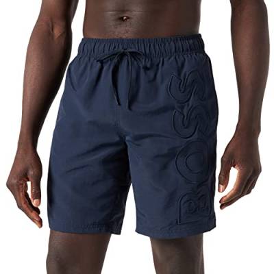 BOSS Herren Whale Schnell trocknende Badeshorts mit 3D-Logo-Stickerei Dunkelblau XXL von BOSS