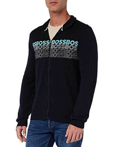 BOSS Men's Zightek Knitted-Cardigan, Dark Blue402, XL von BOSS