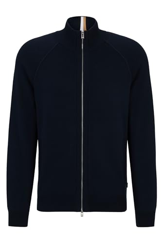 BOSS Herren Perrone Cardigan aus Baumwolle und Schurwolle mit Reißverschluss Dunkelblau L von BOSS