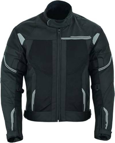 BOSmoto leichte Motorradjacke herren, Sommer Jacke mit Protektoren, Schwarz Reflektoren, (M) von BOSmoto