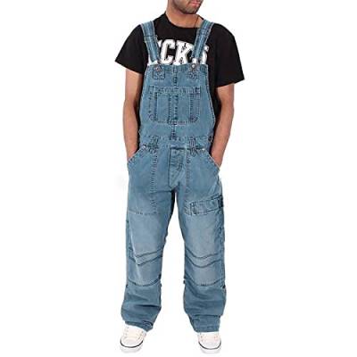 BOTCAM Latzhose Herren Arbeitshose GrößE 60 Vielseitige Overalls Herren Denim Mode Einfache Baggy Jeans mit Taschen (Light Blue, XXL) von BOTCAM