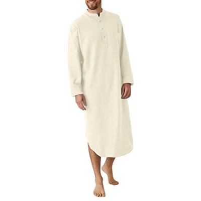 BOTCAM Mittelalter Kleidung Herren: Kurzarm Lang Bunt Hoch Thobe Arabische Kleidung Nachthemd mit Taschen Oversize Muslimische Vintage Islamische Kleidung Leicht Elegant Kaftan Abaya M-3XL von BOTCAM
