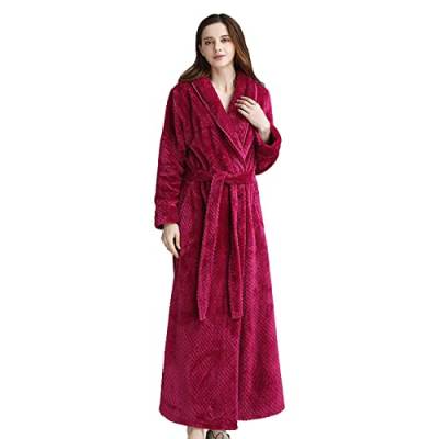 BOTCAM Weicher Plüsch-Bademantel für Damen, Flauschiger Langer Mantel, Nachthemd, Nachthemd Dicker Schlafanzug Damen (A, XL) von BOTCAM