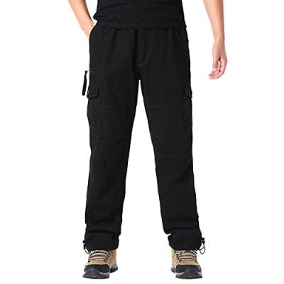 Cargohose Herren Lang Mens Fashion Casual Multi Pocket Zipper Buckle Male Cargo Pants Outdoor Pants Tooling Pants Autor Hose Herren (Black, XXXXL) von BOTCAM