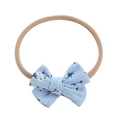Kleinkind Baby Mädchen Blumendruck Stirnband Bowknot elastisches Haarband für Kleinkinder Handtuch L (Light Blue, One Size) von BOTCAM