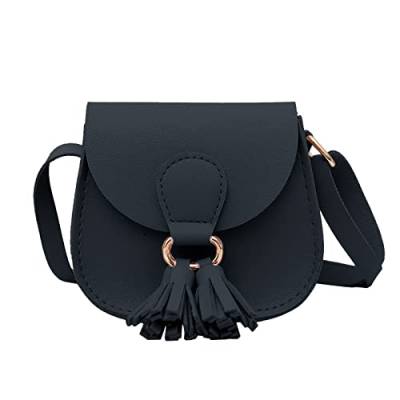 O Taschen Kinder Tasche Nette Prinzessin Tasche Quaste Tasche PU Umhängetasche Mode Umhängetasche Geburtstagsgeschenk (Black, One Size) von BOTCAM