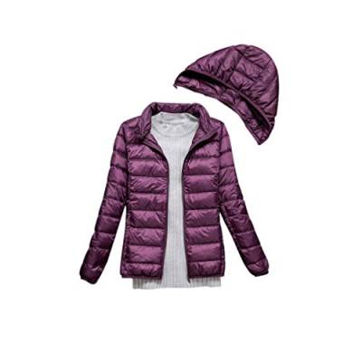 Baijiaye Damen Hood Jacket Schlank Daunenjacke Gefüttert Ultraleicht Daunenjacken Winter Warm Verstaubar Lila 2XL von Baijiaye