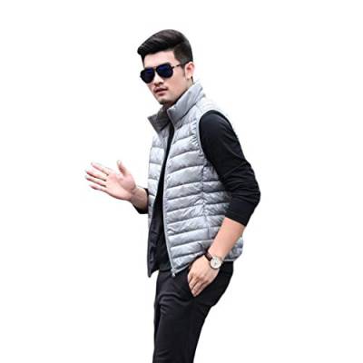 Baijiaye Herren Jacken & Jackets Leichte Weste Leichte Daunenjacke Warm Herbst- und Winterübergangsmantel Silber grau XL von Baijiaye