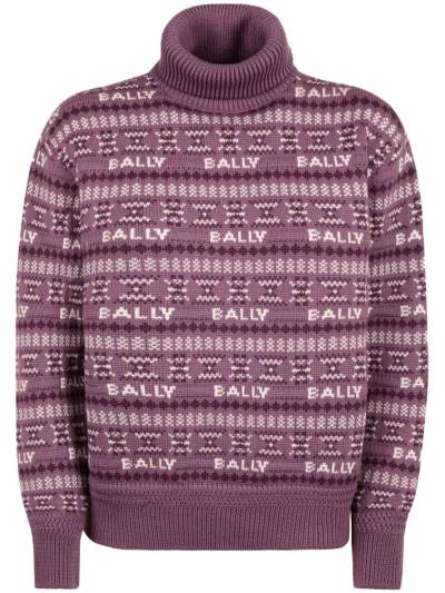 Bally Merinopullover mit Intarsien-Logo - Violett von Bally
