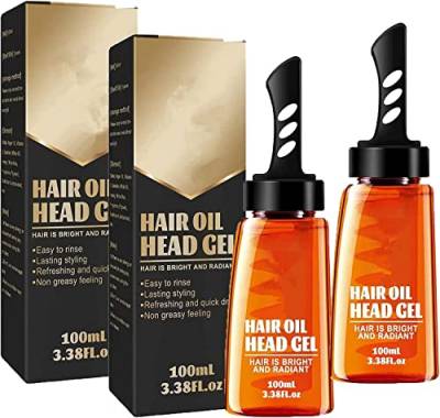 2 In 1 Hair Wax Gel With Comb, Hair Oil Head Gel, Hair Gel for Men, Hair Setting Gel With Dip Comb Men Care Styling Wax Solution 100ml (2pcs) von Bamideo