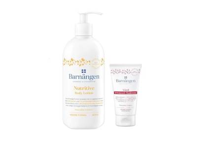 Barnängen Body Lotion Nutritive, 400 ml, mit Cold Cream & Barnängen Handcreme SOS Vard, 75 ml, für trocken bis sehr trockene Haut, Vegane Formel, Dermatologisch getestet von Barnängen