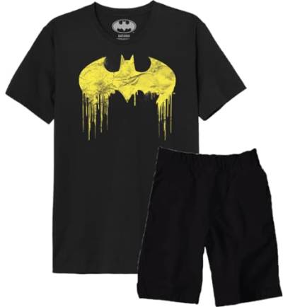 Batman Herren Mebatmbpy229 Pyjamaset, Schwarz, S (2er Pack) von Batman
