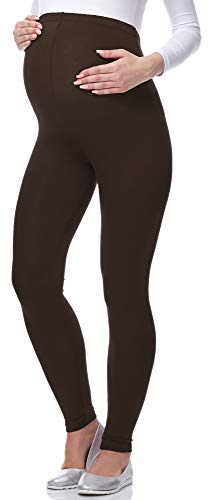 Be Mammy Lange Umstandsleggings aus Viskose Leggings Blickdicht Damen, Maternity Clothing, Ideal für die Schwangerschaft BE-02 (Braun, L) von Be Mammy