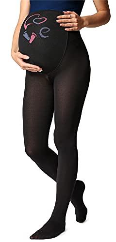 Be Mammy Umstandsstrumpfhose 150 DEN BE-1122 (Schwarz Muster-003, M) von Be Mammy