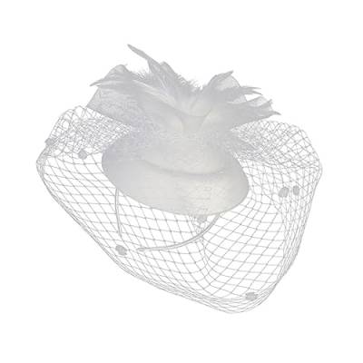 Beavorty 1stk Haarnadel Mit Blumenhut Hut Haarspange Haarband Aus Netzgarn Brautkopfschmuck Für Die Hochzeit Mini-hut-stirnband Feder Weiß Europäisch Und Amerikanisch Damen von Beavorty