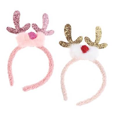 Beavorty 2st Weihnachtsgeweih Stirnband Rosa Haargummi Weihnachts-haarreifen Für Mädchen Jadekamm-massagegerät Weihnachtshaarband Dekor Weihnachtsgeweih-haarband Vlies Pullover Zubehör von Beavorty