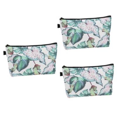 Beavorty 3st Digitaldruck-Blumen-Pflanzen-kupplungs-aufbewahrungs-wasserdichte Tragbare Reise-Kosmetiktasche Aufbewahrungstasche Fräulein Polyester Toilettenartikel Mädchen von Beavorty