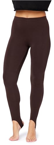 Bellivalini Damen Thermo Leggings Gefüttert mit Fußschlaufe für Winter Warme Apre Ski BLV50-321 (Braun, S) von Bellivalini