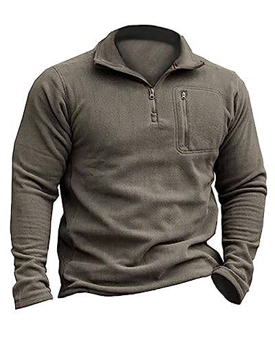 Beotyshow Herren Quarter Zip Fleece Pullover Langarm Sweatshirt Outdoor Taktisch Weich Warm Polar Fleecejacke von Beotyshow