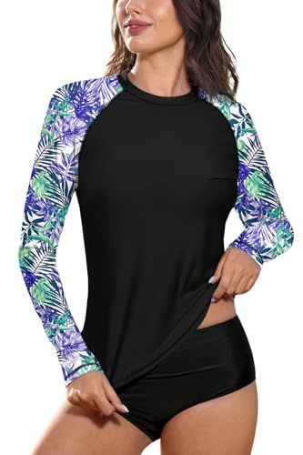 BesserBay Damen UV Tshirt Rash Guard Schwimmshirt UV Shirt Tankini Raglan Ärmel Lycra Shirt UV-Schutz 50+ 17A5 M von BesserBay