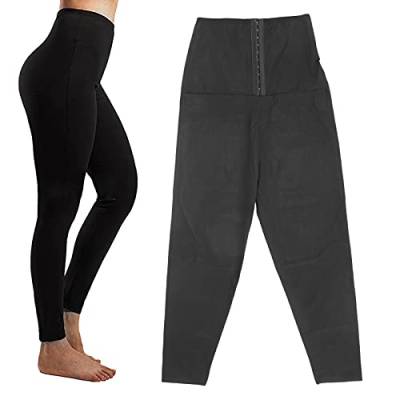 Damen Sauna Jogginghose, Sauna Leggings für Damen, Bauchkontrolle Sauna Jogginghose für Damen Hoch Taillierte Thermo Neopren Trainingshose Trainingskompressions-Leggings Body Shaper(S/M) von Betued