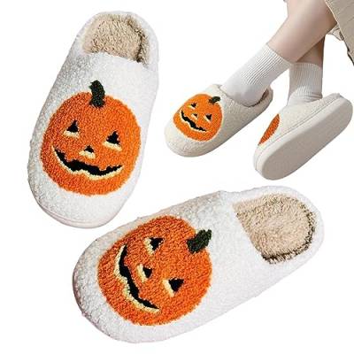 Halloween Pumpkin Slippers Women's Plush Winter Fluffy Spooky Slides, Halloween Pumpkin Slippers for Womens Mens, Warm Men's Mules Slippers, Funny Halloween Gifts von Bexdug