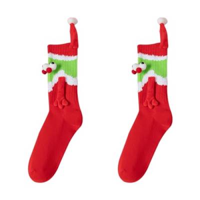 Socken halten sich an den Händen,Mittlere Röhrensocken Weihnachtssocken mit den Händen haltend - Freundschafts-Hand-in-Hand-Socken, bequemes, lustiges Weihnachtsgeschenk für Paare und Freunde Bexdug von Bexdug