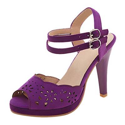 Birdsight Damen Stiletto Sandaletten mit Plateau und Riemchen Sandalen Peeptoe High Heels 11cm Absatz Slingback Sommer Schuhe (Violett, 39) von Birdsight