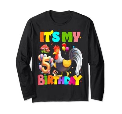 It's My Birthday Chicken 5th für Mädchen, Chicken Dabbing Party Langarmshirt von Birthday Chicken 5th