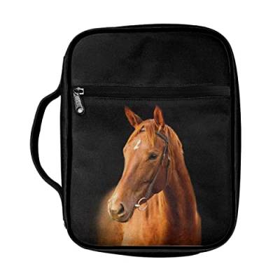 Biyejit Animal Horse Bible Cover for Women Bible Bags with Handle and Zipper Pocket Horse Print Bible Cover Case Book Cover Church Tote Bag Study Bible Covers Bible Accessories, Black von Biyejit