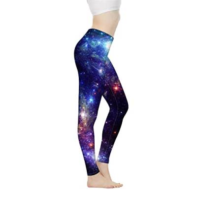 Biyejit Damen-Leggings, hohe Taille, Bauchweg-Effekt, Hose für Yoga, Workout, Laufen, Größe XS-3XL, Galaxy, L von Biyejit
