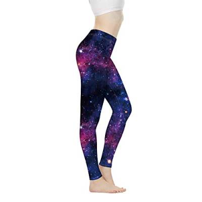 Biyejit Damen-Leggings, Yogahose mit hohem Taillenbund, Workout-Leggings, Galaxie-Stern-Muster., S von Biyejit