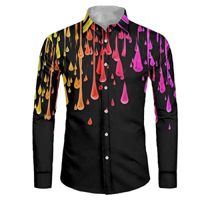 Biyejit Herren-Langarmshirt, normale Passform, leger, Button-Down-Hemd für Männer, Teenager, Größe XS-6XL, Bunte Malerei., XL von Biyejit