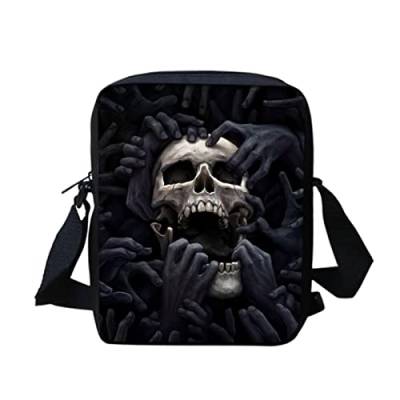 Biyejit Messenger Bags Schultertasche Handbgas Sling Satchel mit verstellbaren Trägern, Skull-Black von Biyejit