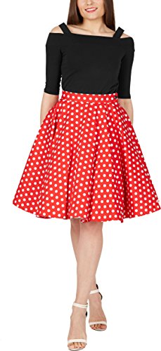 BlackButterfly Polka-Dots 1950er-Jahre Swing Tellerrock (Rot, M) von BlackButterfly