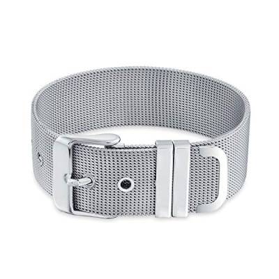 Bling Jewelry Unisex Breite Band Mesh Gürtelschnalle Armband Für Männer Frauen Edelstahl Einstellbar von Bling Jewelry