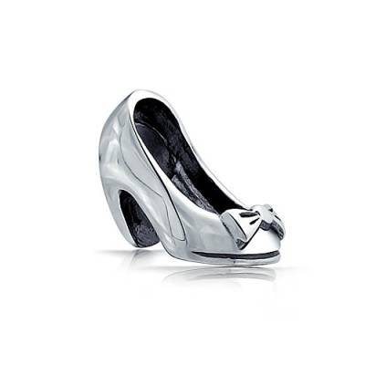 Bling Jewelry Ladies Bow Pump Stiletto Tanzparty High Heel Schuh Charm Bead Für Frauen Teenager .925 Sterling Silber Passt Auf Europäisches Armband von Bling Jewelry