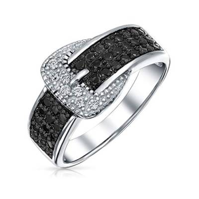 Trendy Fashion Pave Cubic Zirconia Black Cz Erklärung Gürtelschnalle Band Ring Für Frauen .925 Sterling Silber von Bling Jewelry