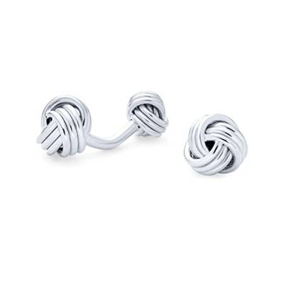 Massive Doppelseitige Twist Liebe Knot Gewebt Geflochten Französisch Stil Fixed Bar Backing Shirt Manschettenknöpfe Für Männer Executive Bräutigam Geschenk .925 Sterling Silber von Bling Jewelry