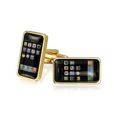 Texting Addict Black Cell Smart Phone Manschettenknöpfe Für Männer Executive Graduierung Geschenk Kugel Scharnier Zurück Gold-Ton-Edelstahl von Bling Jewelry