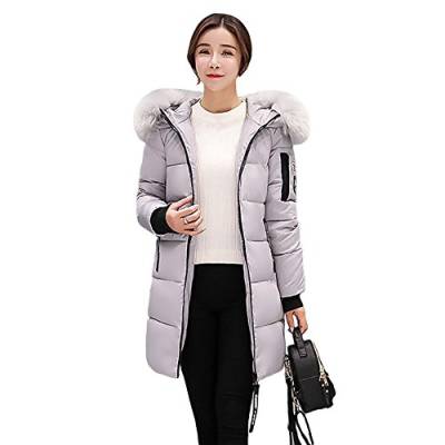 Bonne Sufuman Daunen Mantel Jacke Winterjacke Damen Daunenmantel Fellkapuze Wintermantel Parka Steppjacke Winter Mantel Grau L von Bonne Sufuman