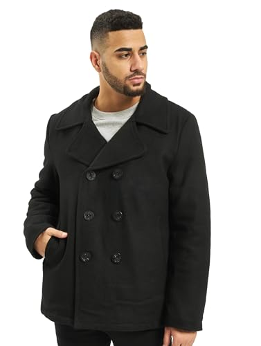 Brandit PEA COAT MANTEL SCHWARZ WOLLE US MARINE JACKE HERREN WINTERJACKE CABAN, Größe:3XL von Brandit