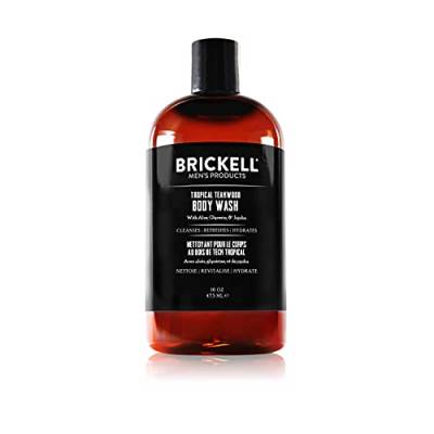 Brickell Men's Belebendes Duschgel für Männer, natürliches und organisches Tiefenreinigungs-Duschgel mit Aloe, Glycerin und Jojoba, sulfatfrei (Tropisches Teakholz, 473 ml) von Brickell Men's Products