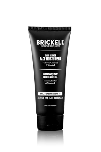 Brickell Men's Daily Defense Gesichtsfeuchtigkeitscreme für Männer, natürlich und organisch, Zink-Lichtschutzfaktor 20, spendet Feuchtigkeit und schützt die Haut vor UVA/B-Strahlen, 100 ml, parfümfrei von Brickell Men's Products