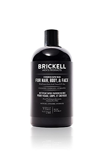 Brickell Men's Rapid Wash - Natürlich und Organisch 3-in-1 Body Wash Shower Gel für Männer (Evergreen, 16 Ounce) von Brickell Men's Products