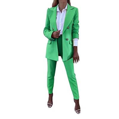 Briskorry Damen Anzug Set,2-Teilig Business Hosenanzug,Einfarbig Zweiteiliger Freizeitanzug Anzug,Slim Fit Blazer Jacke+Hose with Gürtel,Elegant Langarm Blazer und Anzughosen,für Office Hochzeit von Briskorry