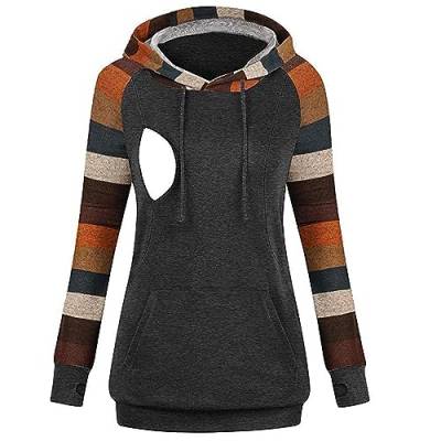 Briskorry Damen Stillpullover Winter Baumwolle Langarm Einfarbig Rollkragen Zweilagiges Stillen Sweatshirt Hoodie mit Taschen für Schwangerschaft Basic Stillzeit Umstandsmode Stillshirts Mit Scarf von Briskorry