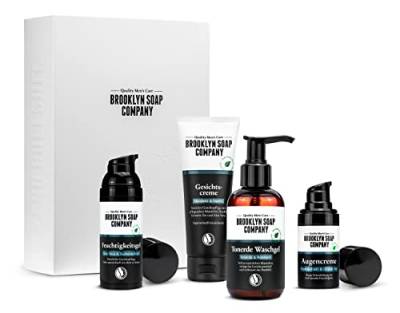Gesichtspflege Box · Brooklyn Soap Company · Gesichtspflege Set für Männer inkl. Gesichtscreme, Waschgel, Feuchtigkeitsgel & Augencreme von Brooklyn Soap Company
