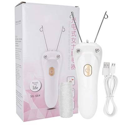 Elektrischer Gewinde Epilator, Haarentferner für das Gesicht, Damen Gesichts Haar Entferner, USB Lade Epilierer für Baumwollfäden (Host + Baumwollfaden + USB Kabel)(Gold) von Brrnoo